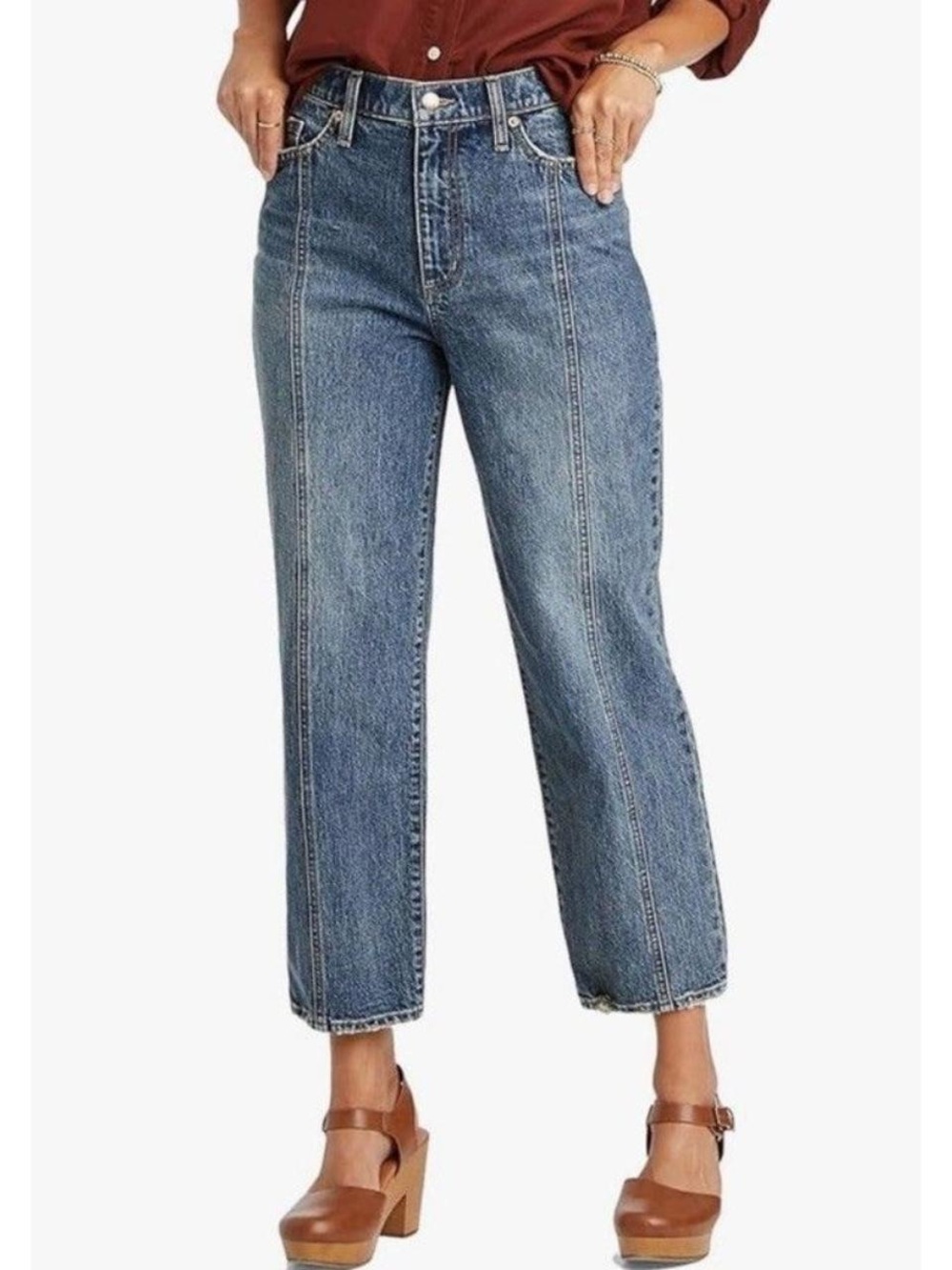 Universal Thread Blue Straight-Leg High-Rise Jeans with Front Seams